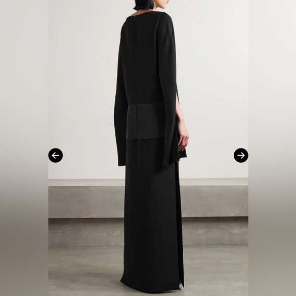 KHAITE - Nanette Faille-trimmed Crepe Maxi Dress. Black. Size 10. $2990 - Picture 2 of 6